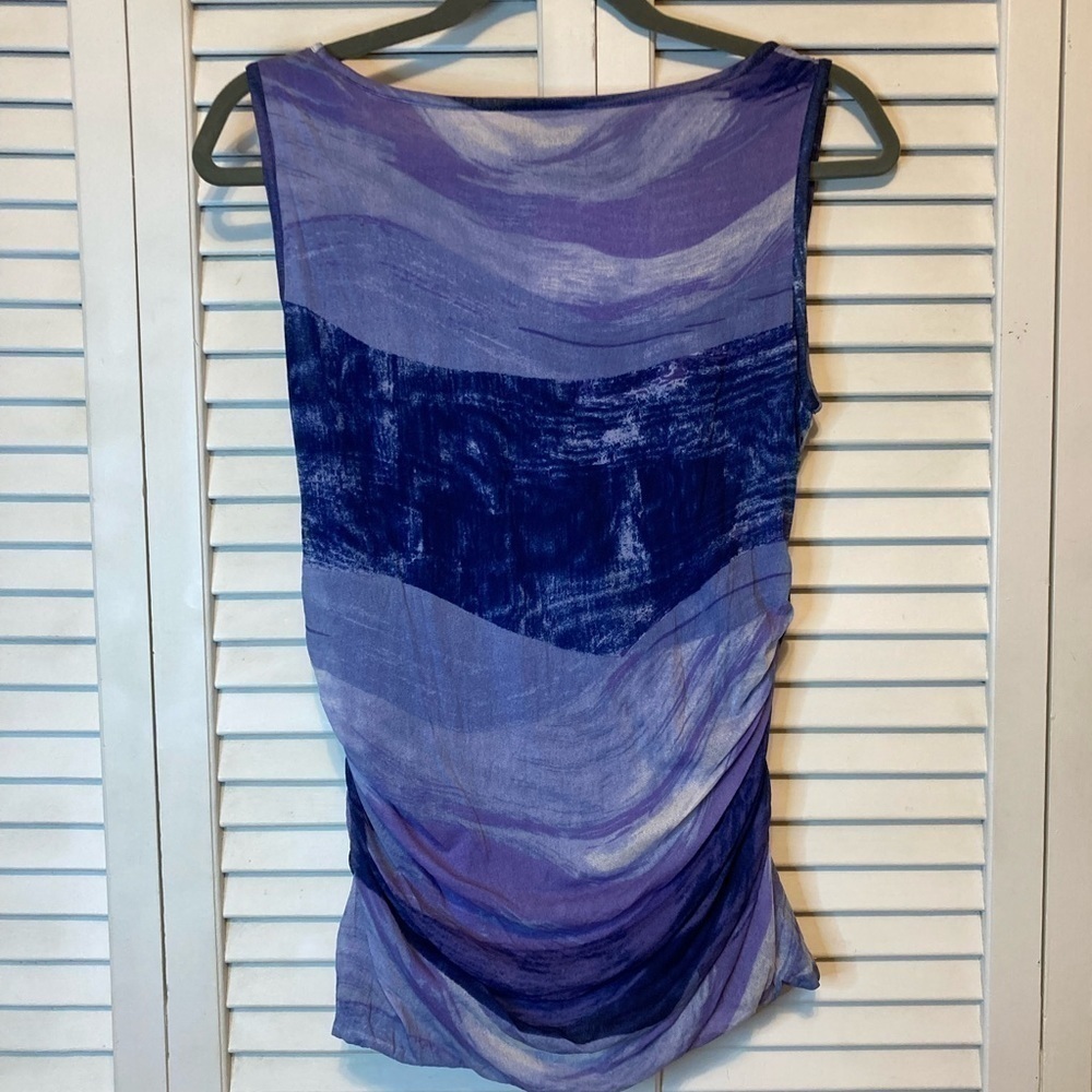 NWT Kenneth Cole Purple Sleeveless Ruched Blouse Size Large - Picture 9 of 9